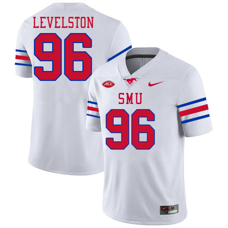 SMU Mustangs #96 DeVere Levelston College Football Jerseys Stitched Sale-White